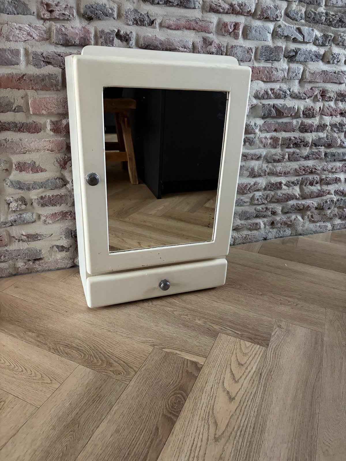 Vintage Spiegelkastje met Lade - 40x60x19,5 cm, Huis en Inrichting, Kasten | Vitrinekasten, Ophalen, Minder dan 50 cm, Gebruikt