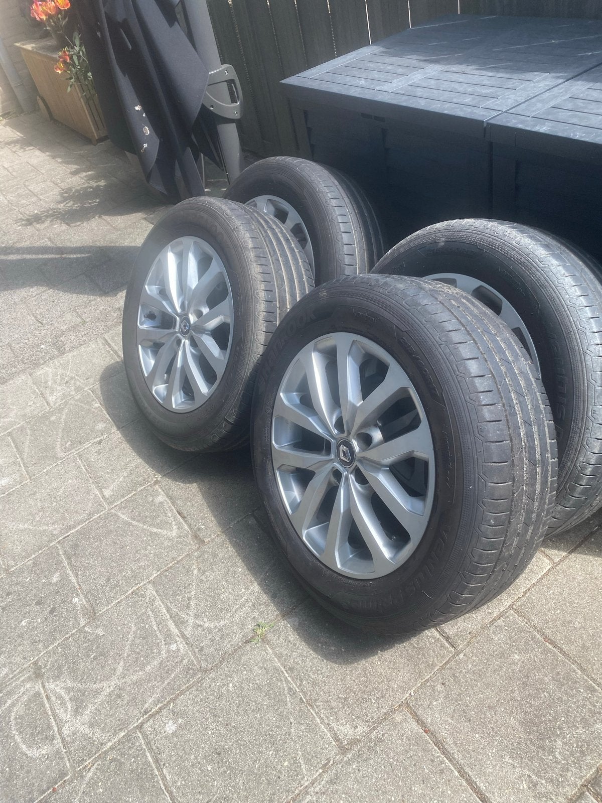 Renault velgen  met Hankook banden 215/60R17 + TPMS, Auto-onderdelen, Banden en Velgen, Ophalen, Banden en Velgen, 17 inch, Personenwagen