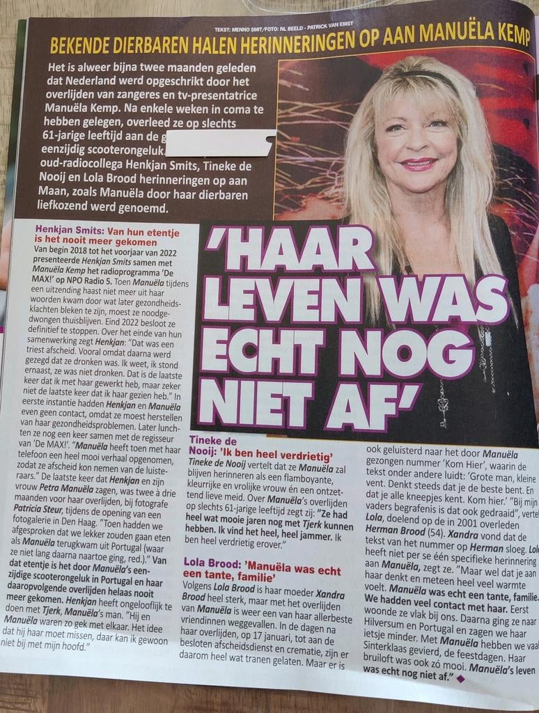 Manuëla Kemp Artikel Knipsel, Ophalen of Verzenden