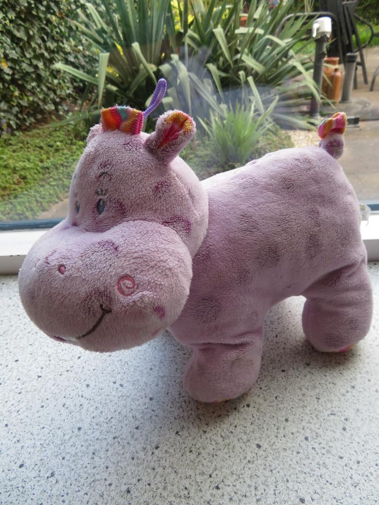 Lila velours nijlpaard merk Nicky Toy meet ca 30 cm breed, Paars, Paard, Ophalen of Verzenden, Zo goed als nieuw