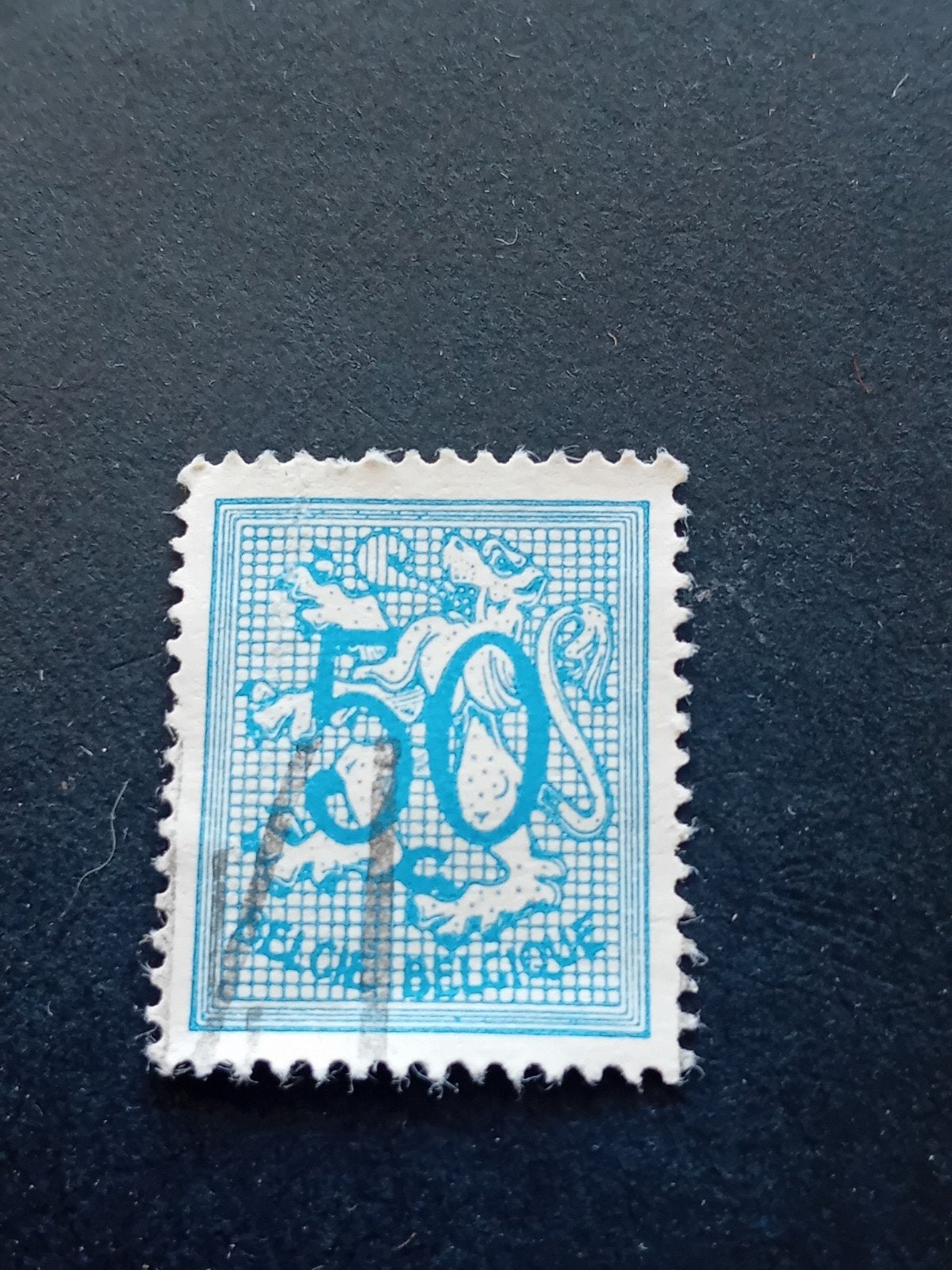 Belgische postzegel 50 cent met leeuw, Ophalen of Verzenden
