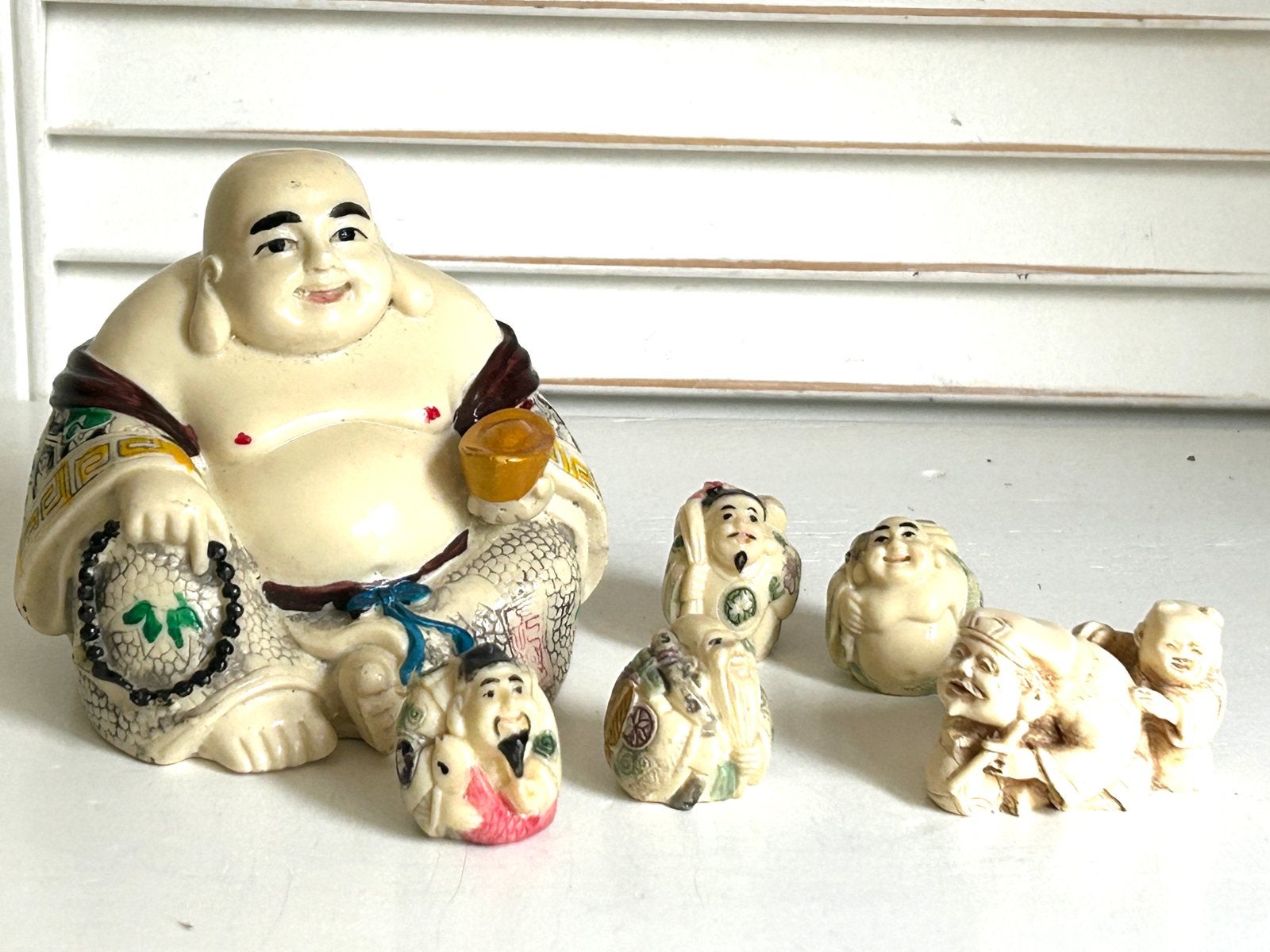 Vintage Japanse Boedha en netsuke beeldjes, Ophalen, Zo goed als nieuw