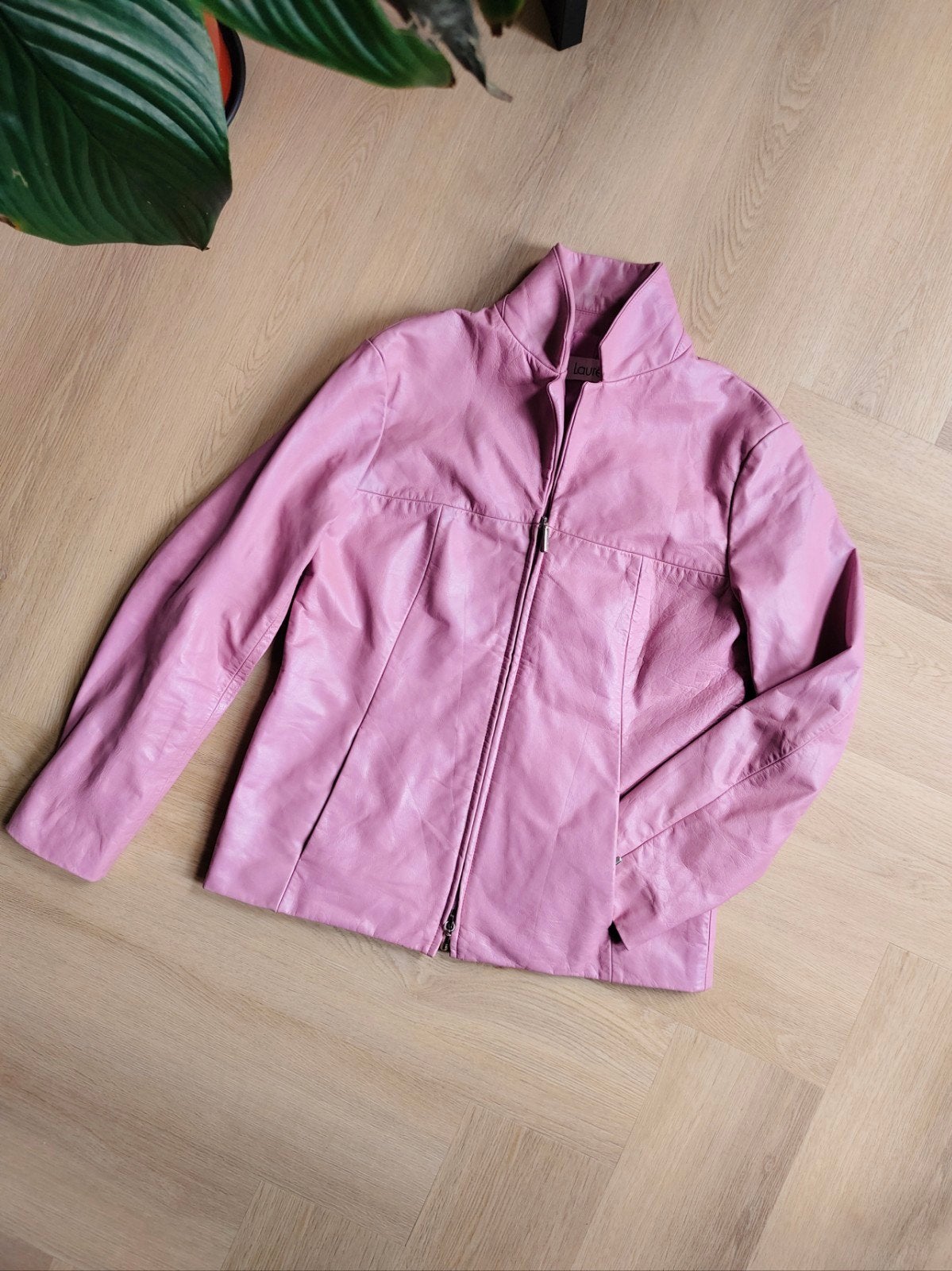 Vintage Laurèl roze kalfsleren jasje, Maat 38/40 (M), Verzenden, Zo goed als nieuw, Jasje