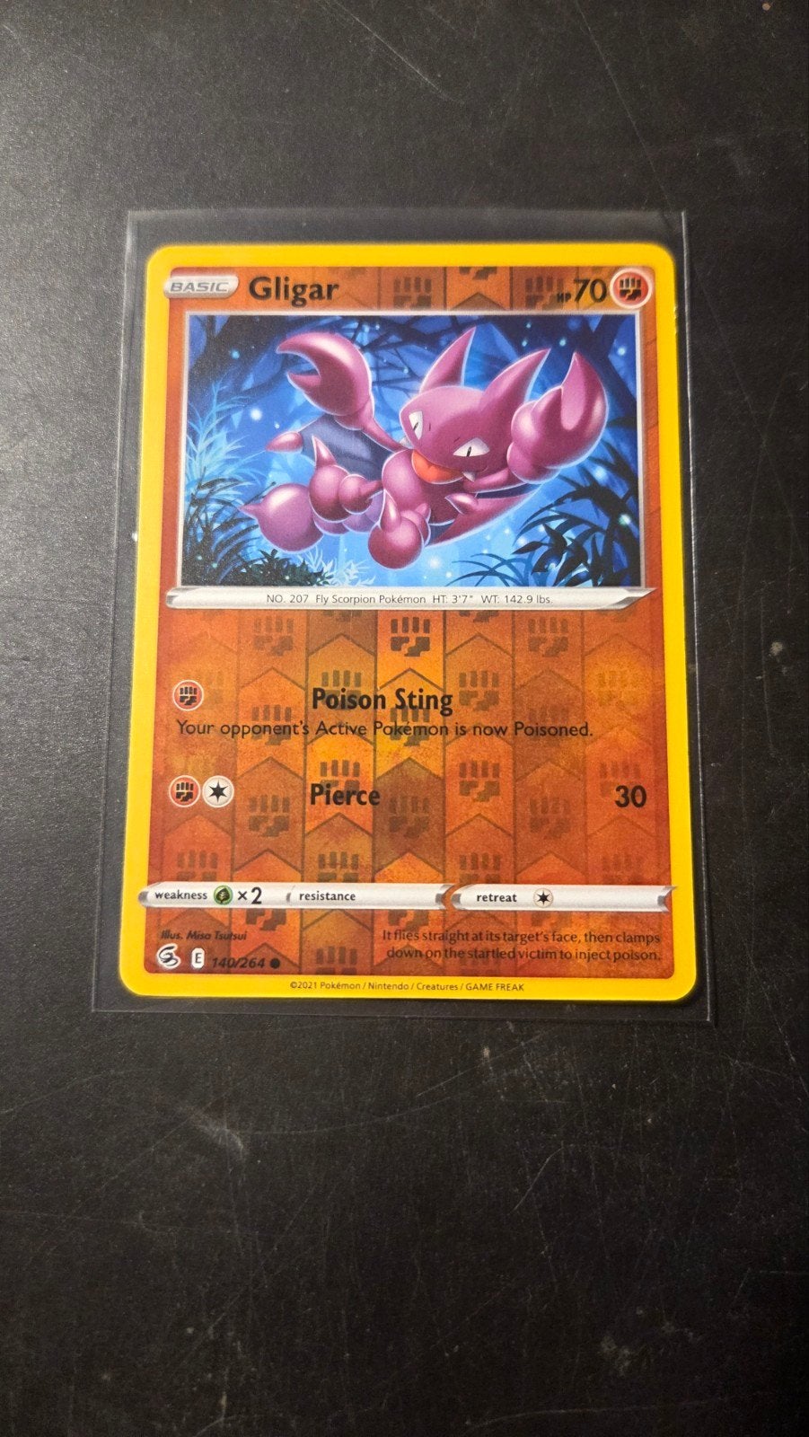 Gligar 140/264 Reverse Holo Fusion Strike Pokémon Kaart, Verzenden, Zo goed als nieuw, Losse kaart, Foil