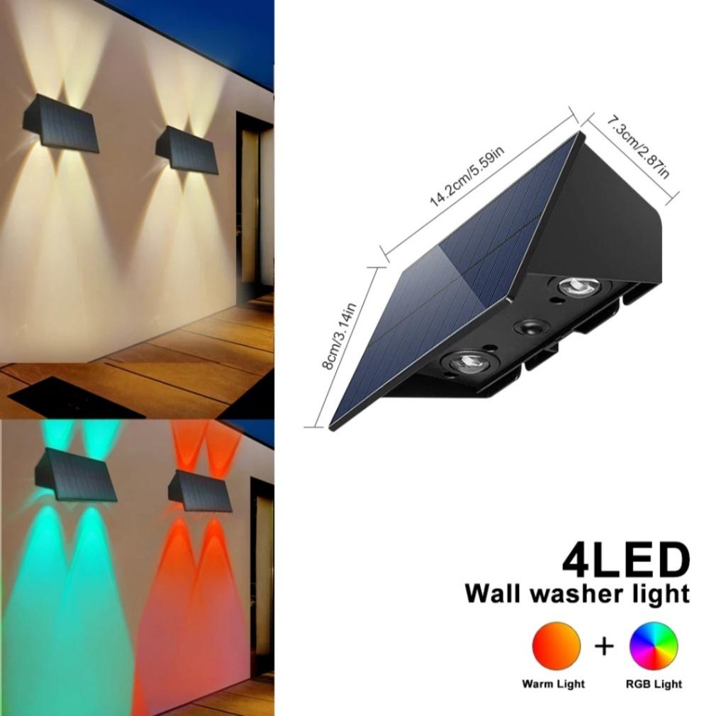 Solar Up & Down wandlamp (4 leds RGB en warm wit licht), Huis en Inrichting, Lampen | Wandlampen, Ophalen of Verzenden, Nieuw