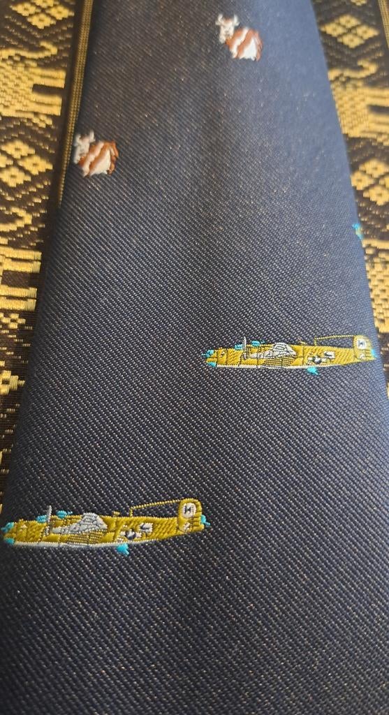 Vliegtuig en koe stropdas, Ophalen of Verzenden, Nieuw, Blauw