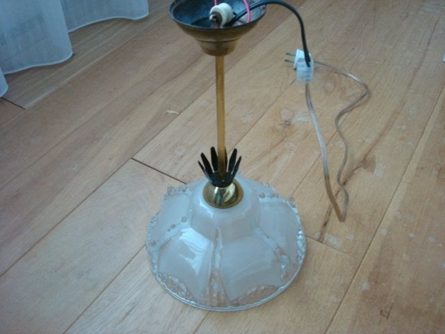 ART-DECO EZAN IJSLAMP 1910 20  HANGLAMP, Antiek en Kunst, Antiek | Lampen, Ophalen