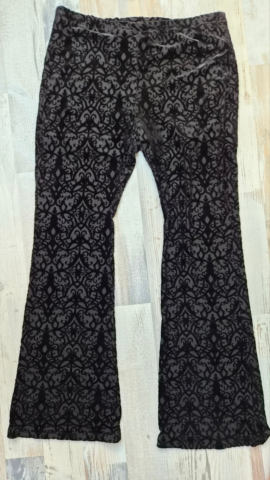 Velours broek met see-through patroon, maat L, Ophalen of Verzenden, Zwart, Lang
