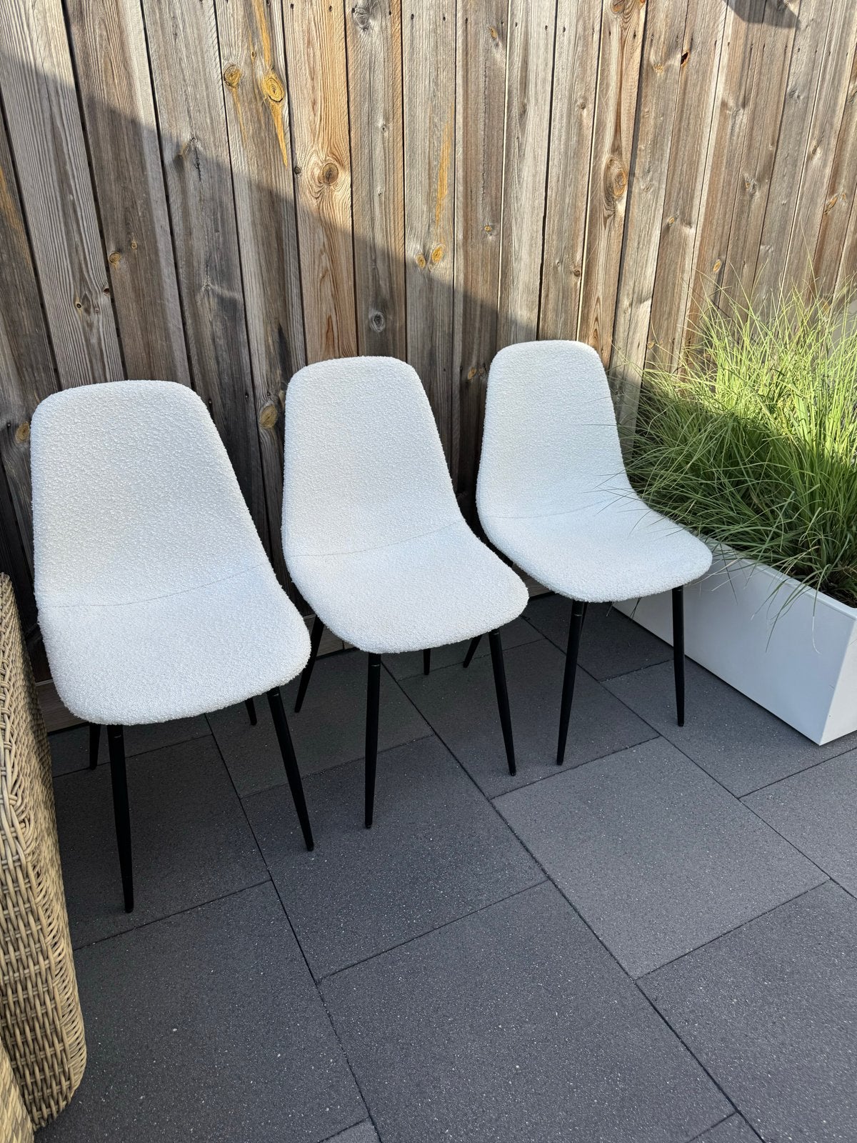 Set van 3 witte teddy eetkamerstoelen, Huis en Inrichting, Ophalen, Drie, Wit, Zo goed als nieuw