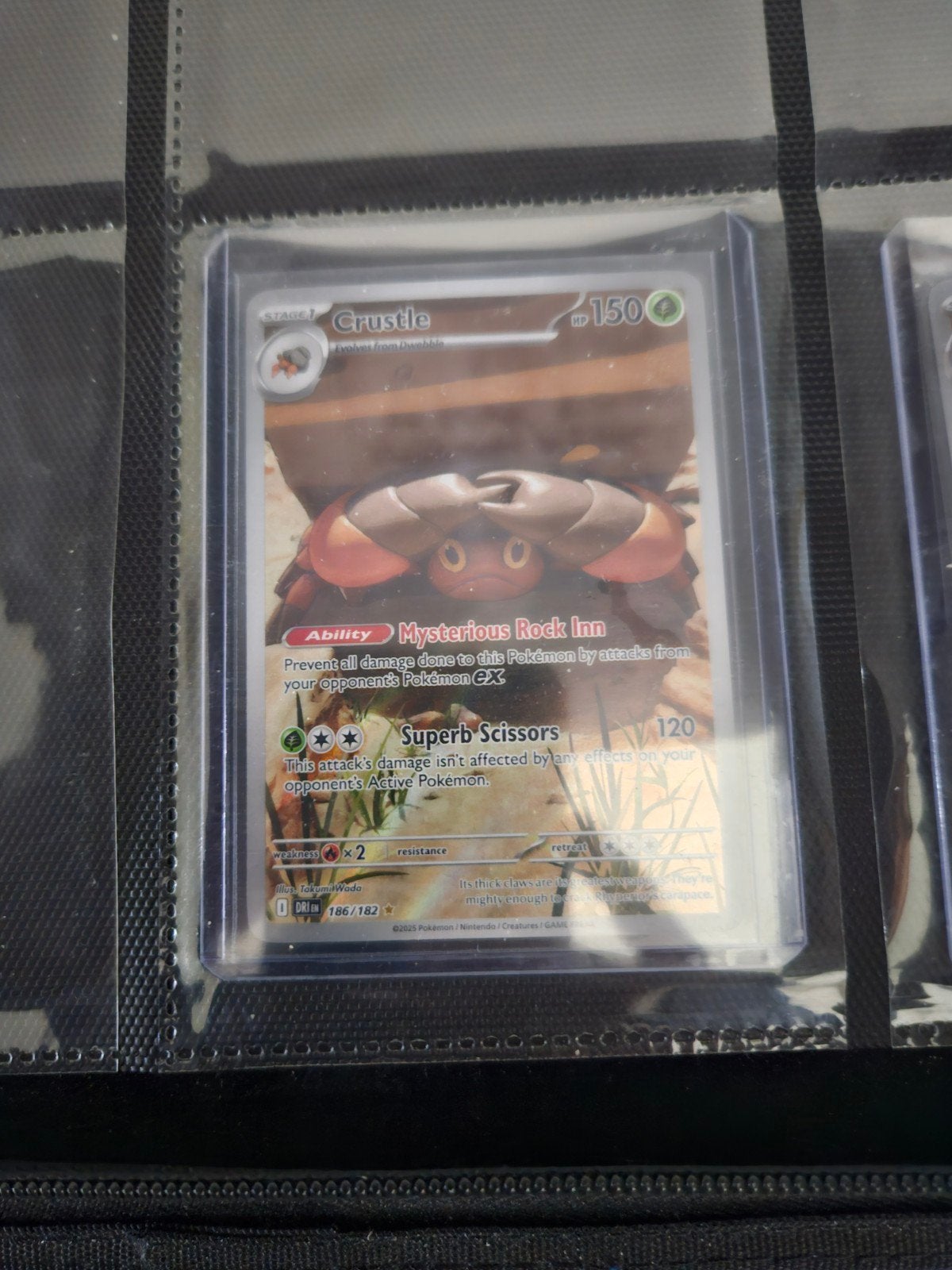 Pokemon Crustle 186/182 Destined Rivals, Ophalen of Verzenden, Zo goed als nieuw, Losse kaart, Foil