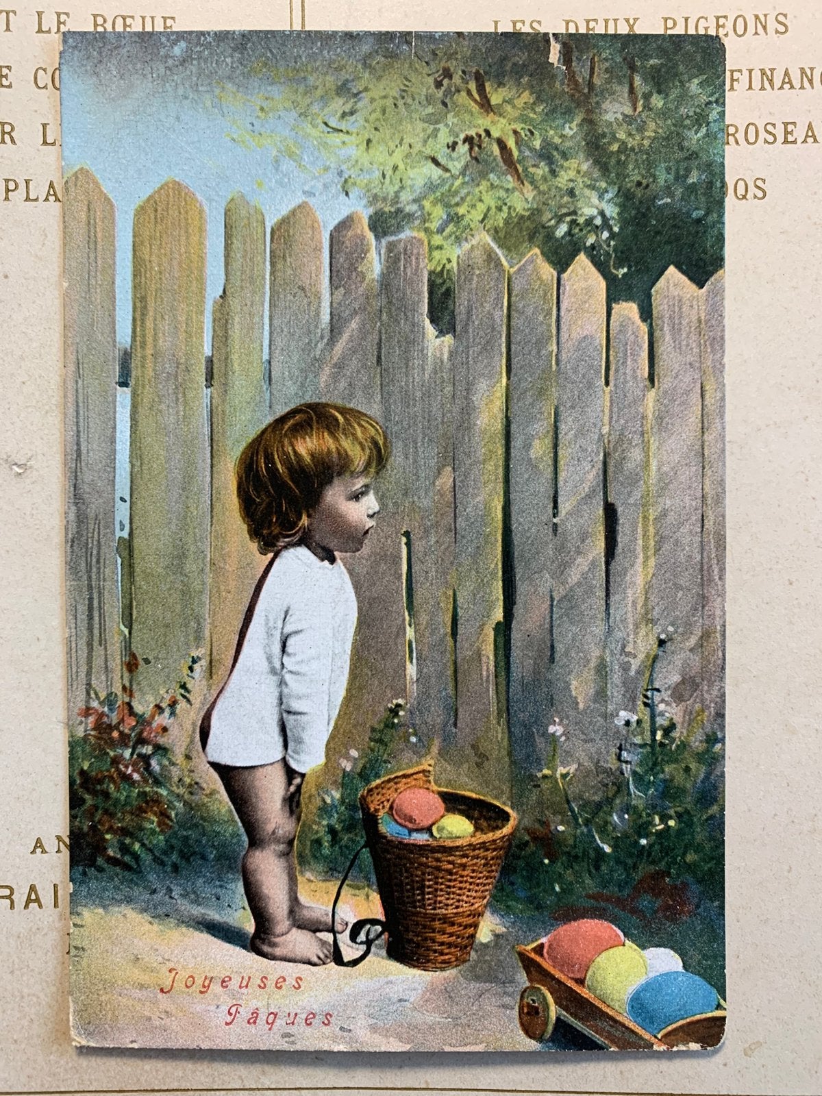 27-2-1907 Joyeuses Pâques - kindje met paaseieren (VJ), Ophalen of Verzenden, Voor 1920, Gelopen, Feest(dag)