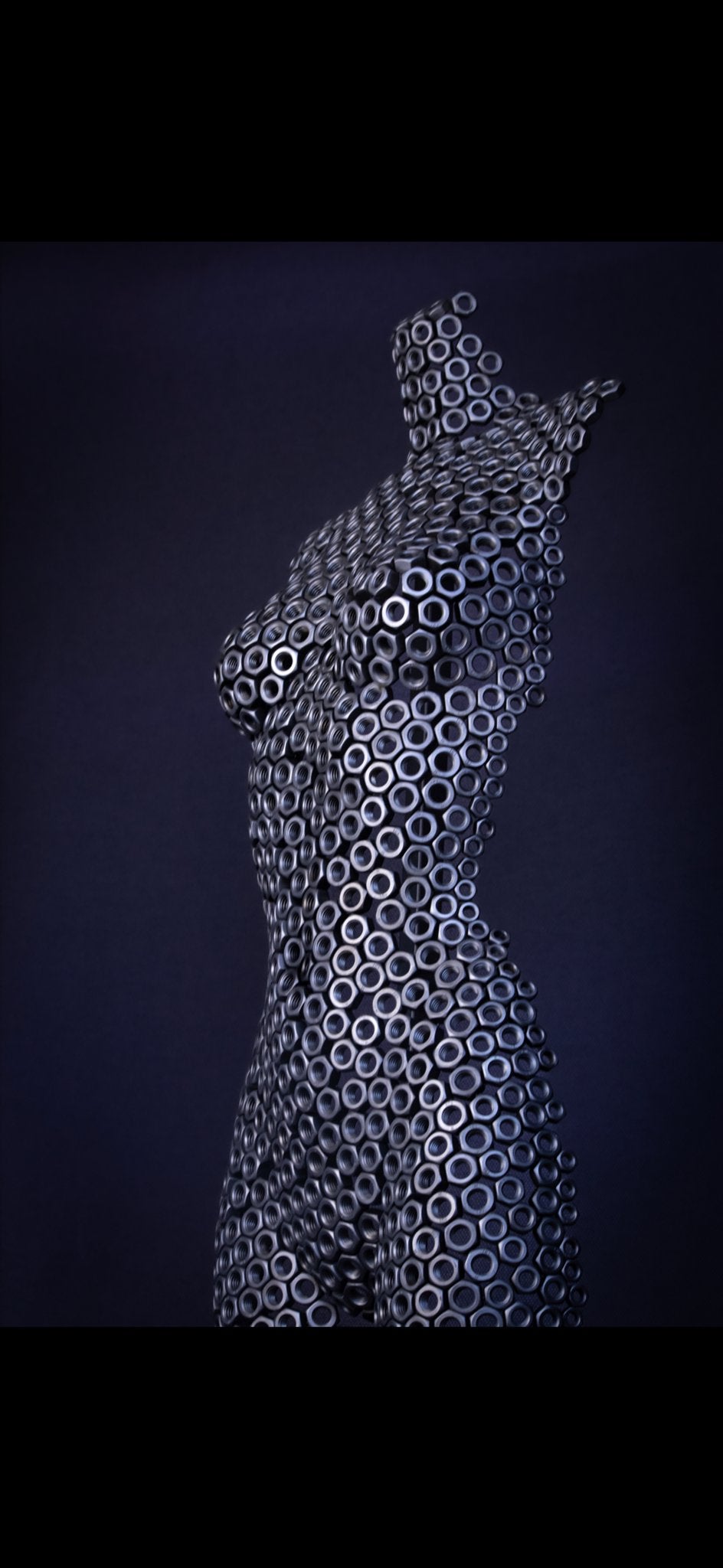 Uniek metalen torso vrouw beeld - 120 cm hoog, Ophalen of Verzenden, Handgemaakt, 1 meter - 2 meter, Beeld