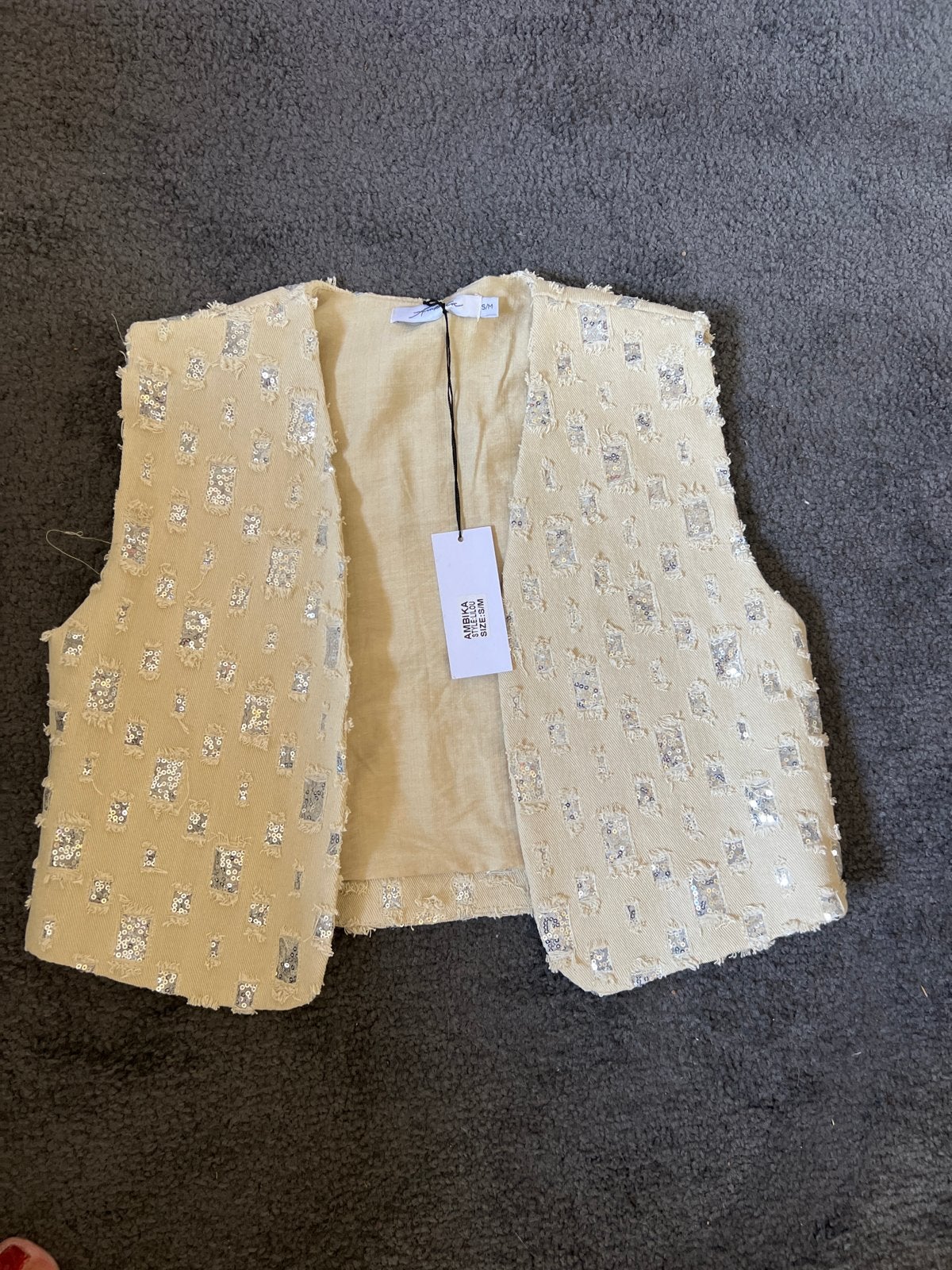 Prachtig Glitter Gilet Beige S/M, Ophalen of Verzenden, Nieuw