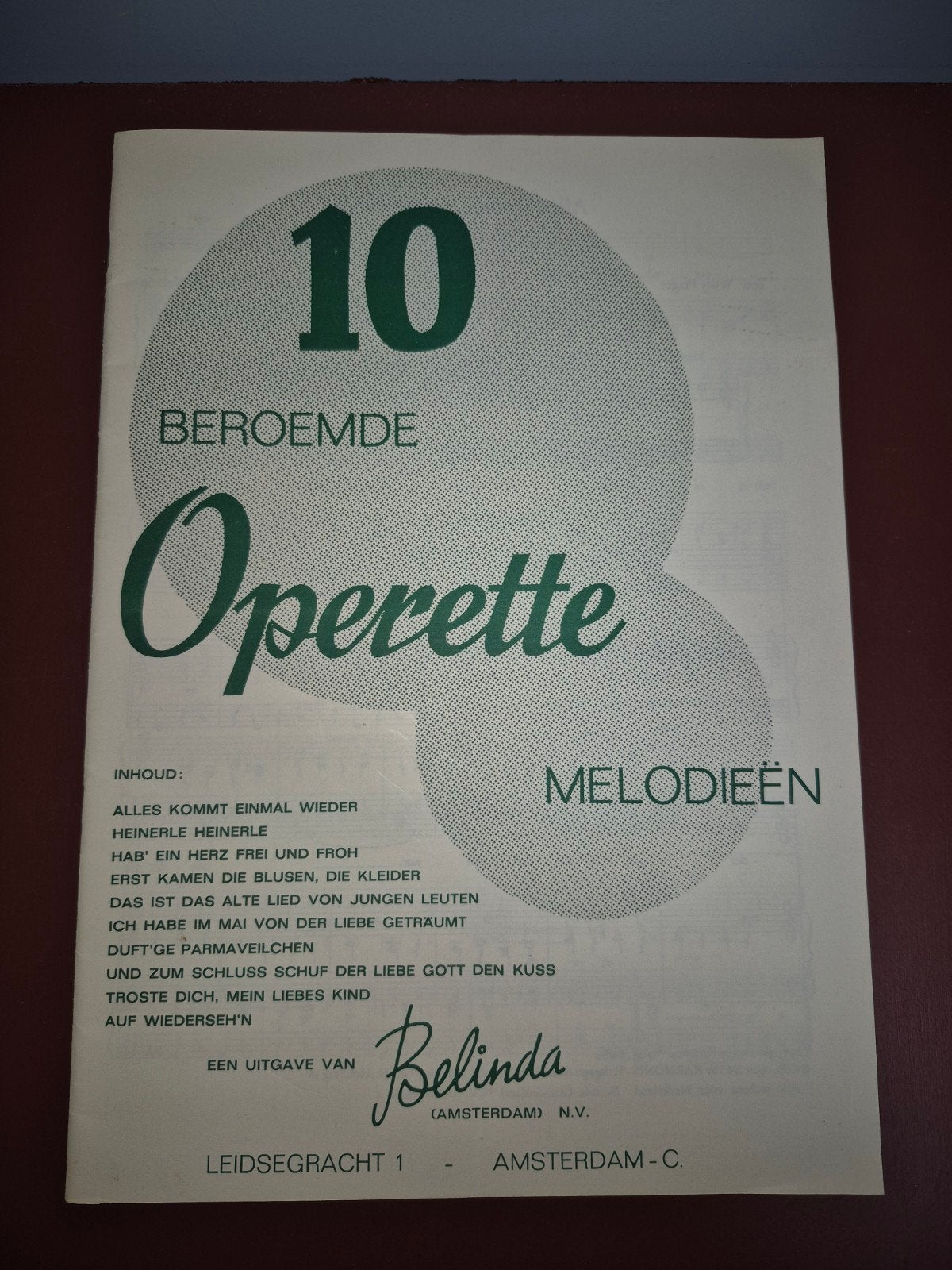 10 Beroemde Operette Melodieën - Muziekboek Belinda, Gebruikt, Klassiek, Ophalen of Verzenden, Thema