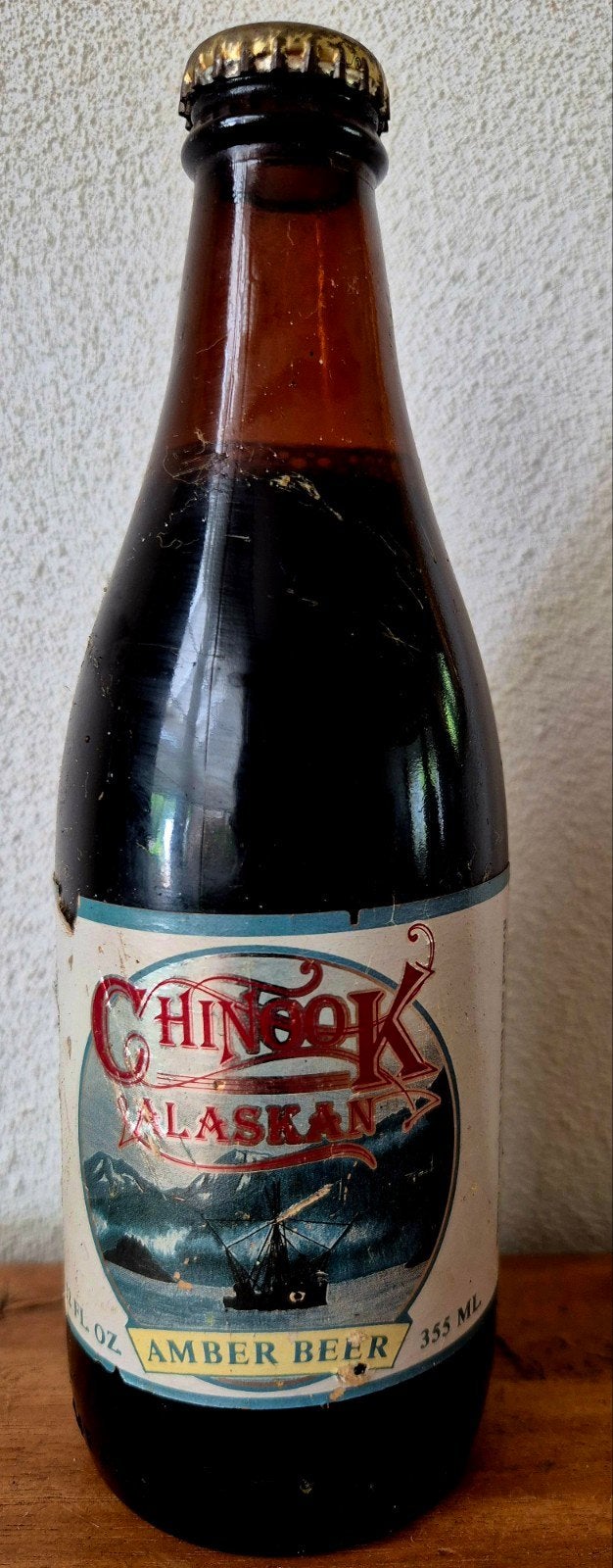 fles CHINOOK ALASKAN AMBER bier Juneau ALASKA 355ML. verzam., Ophalen of Verzenden, Zo goed als nieuw, Flesje(s), Overige merken