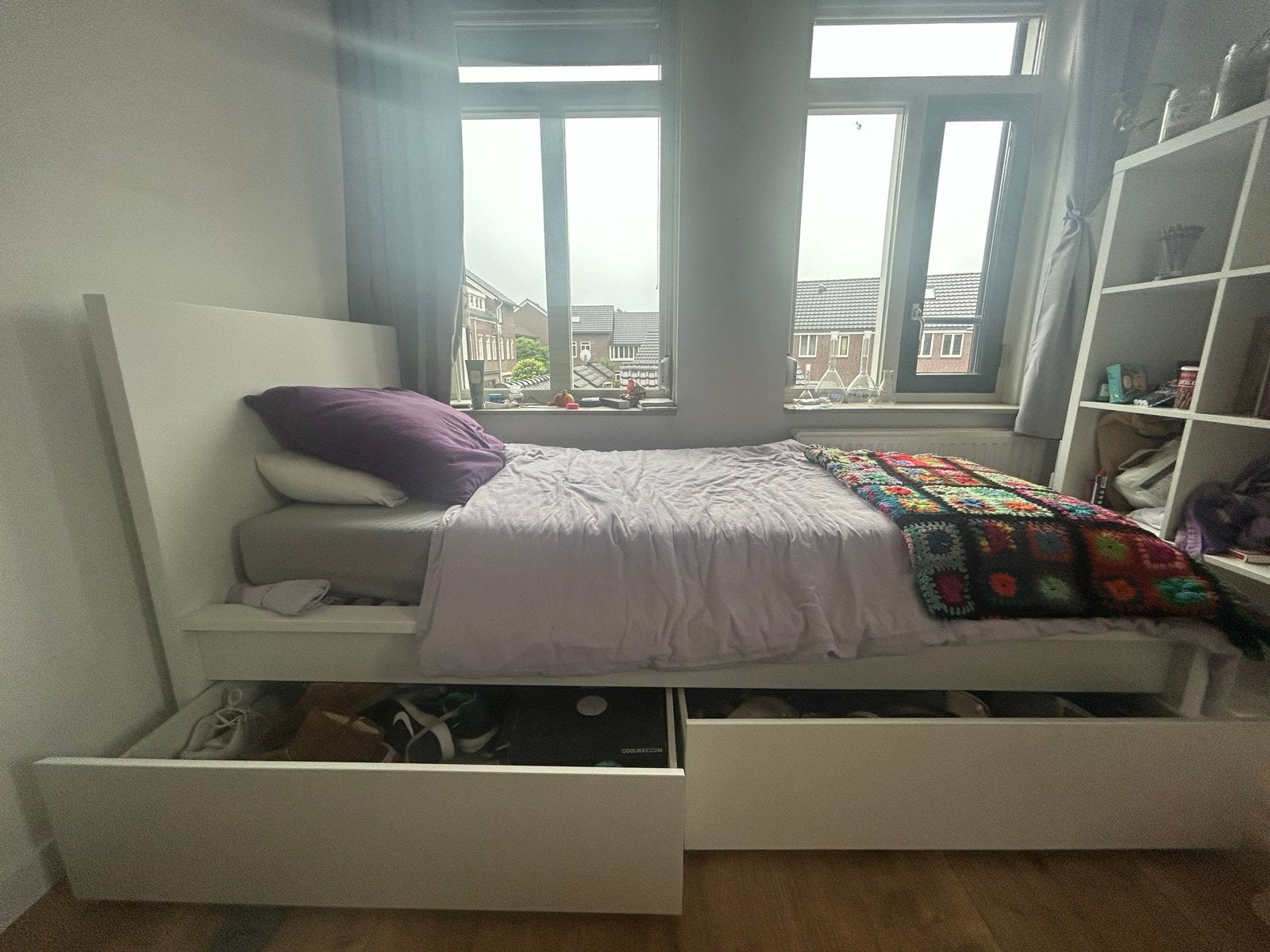 IKEA Hemnes bedframe met lades, wit, 90x200 cm, Huis en Inrichting, Slaapkamer | Bedden, Ophalen, 90 cm, Eenpersoons, Wit