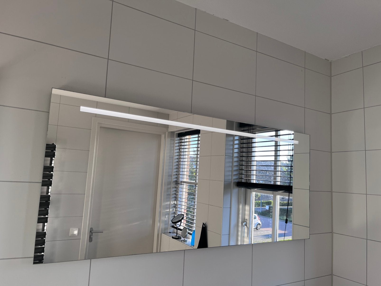 Spiegel met verwarming en verlichting 400x900mm, Ophalen, Overige typen, Zo goed als nieuw, Minder dan 25 cm