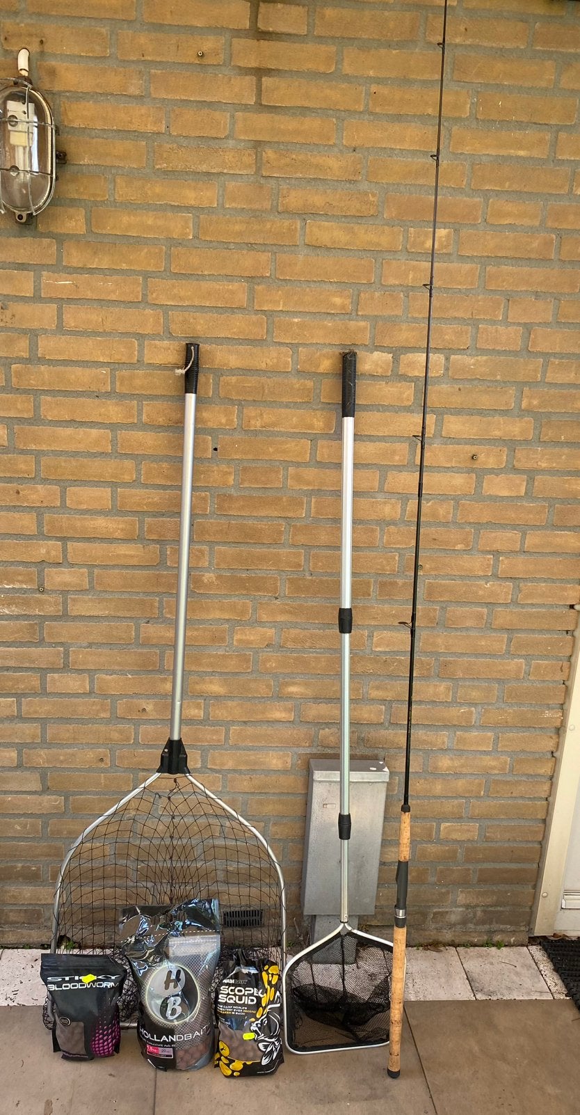 Complete visuitrusting: hengel, schepnetten, kunstaas, boili, Watersport en Boten, Hengelsport | Algemeen, Ophalen, Gebruikt, Overige typen