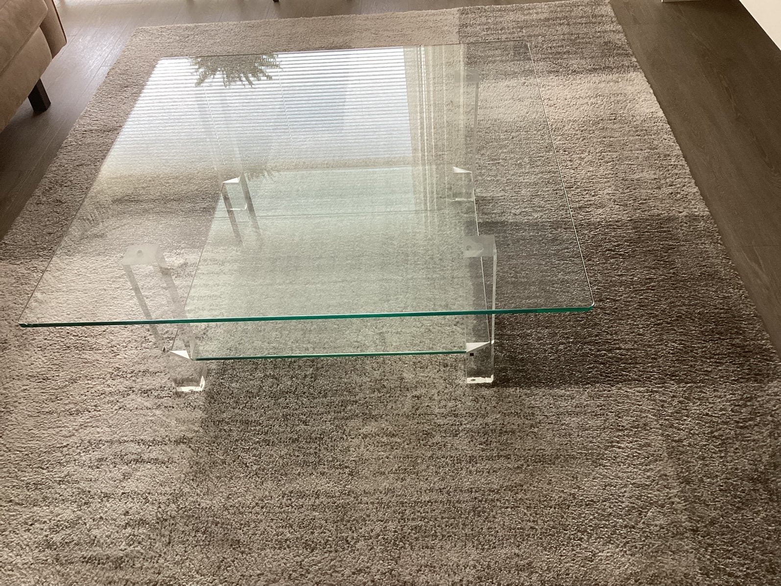 Glazen salontafel 100 x 100 cm, Ophalen, 50 tot 100 cm, Vierkant, 50 tot 100 cm