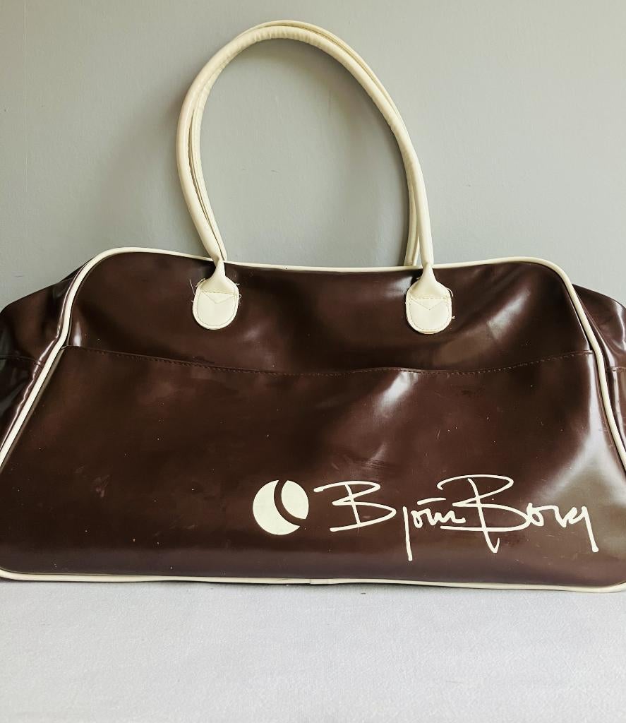 Vintage sporttas bowlingtas Bjorn Borg tas bruin wit Zweden, Ophalen of Verzenden, Gebruikt, Unisex volwassen