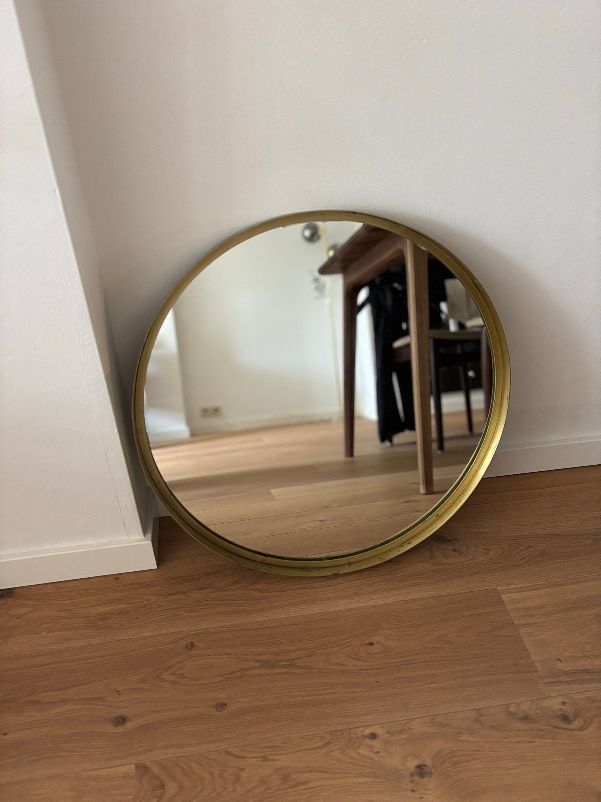 Stijlvolle BITA spiegel oud brons 50x4 cm, Ophalen, Minder dan 50 cm, Rond, Zo goed als nieuw