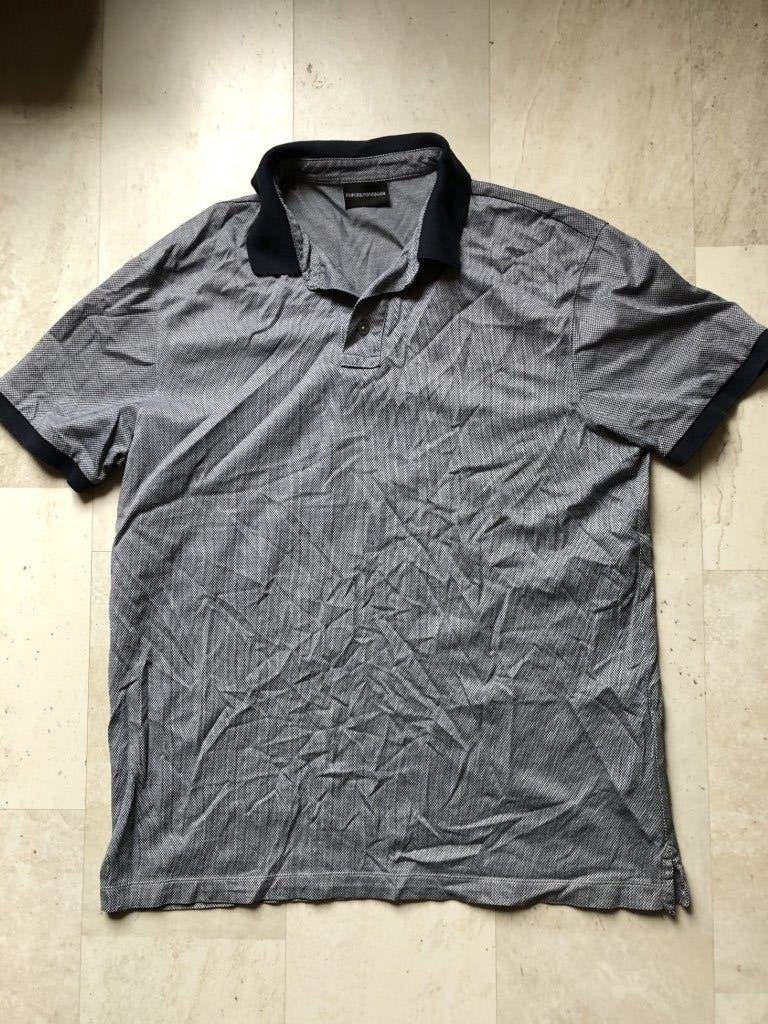 V) DD20 EMPORIO ARMANI grijs/witte polo maat XL, Armani, Verzenden, Maat 56/58 (XL), Zo goed als nieuw