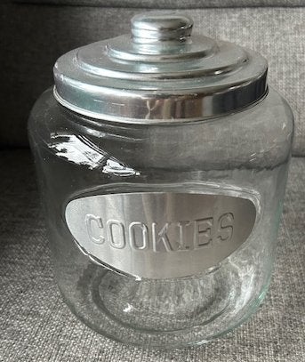 Glazen koekjespot, Ophalen of Verzenden, Gebruikt, Glas, Pot, Bus of Blik
