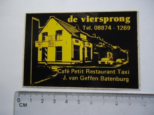 sticker oud HORSSEN Druten HOTEL Viersprong Geffen Batenburg, Verzenden, Zo goed als nieuw, Bedrijf of Vereniging