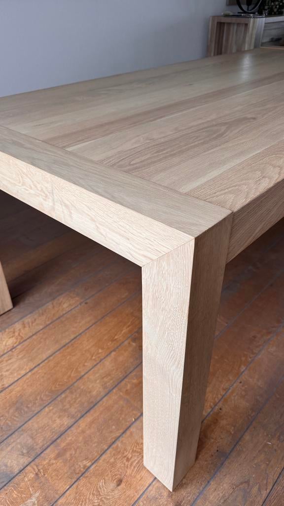 Massief, Licht eiken eethoek tafel 220x100x79, Huis en Inrichting, Complete inboedels, Ophalen