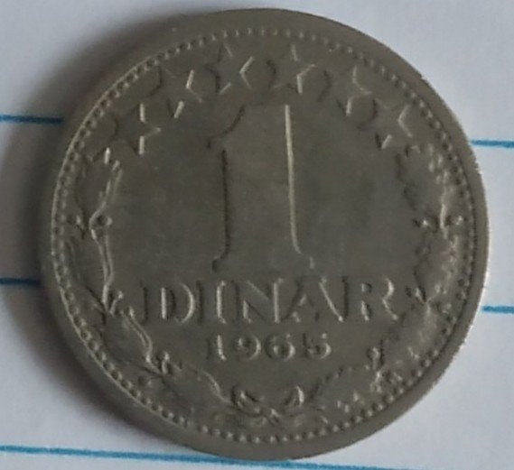 Joegoslavie 1 dinar 1965 munt, volgnr 78.1, Ophalen of Verzenden, Joegoslavië, Losse munt