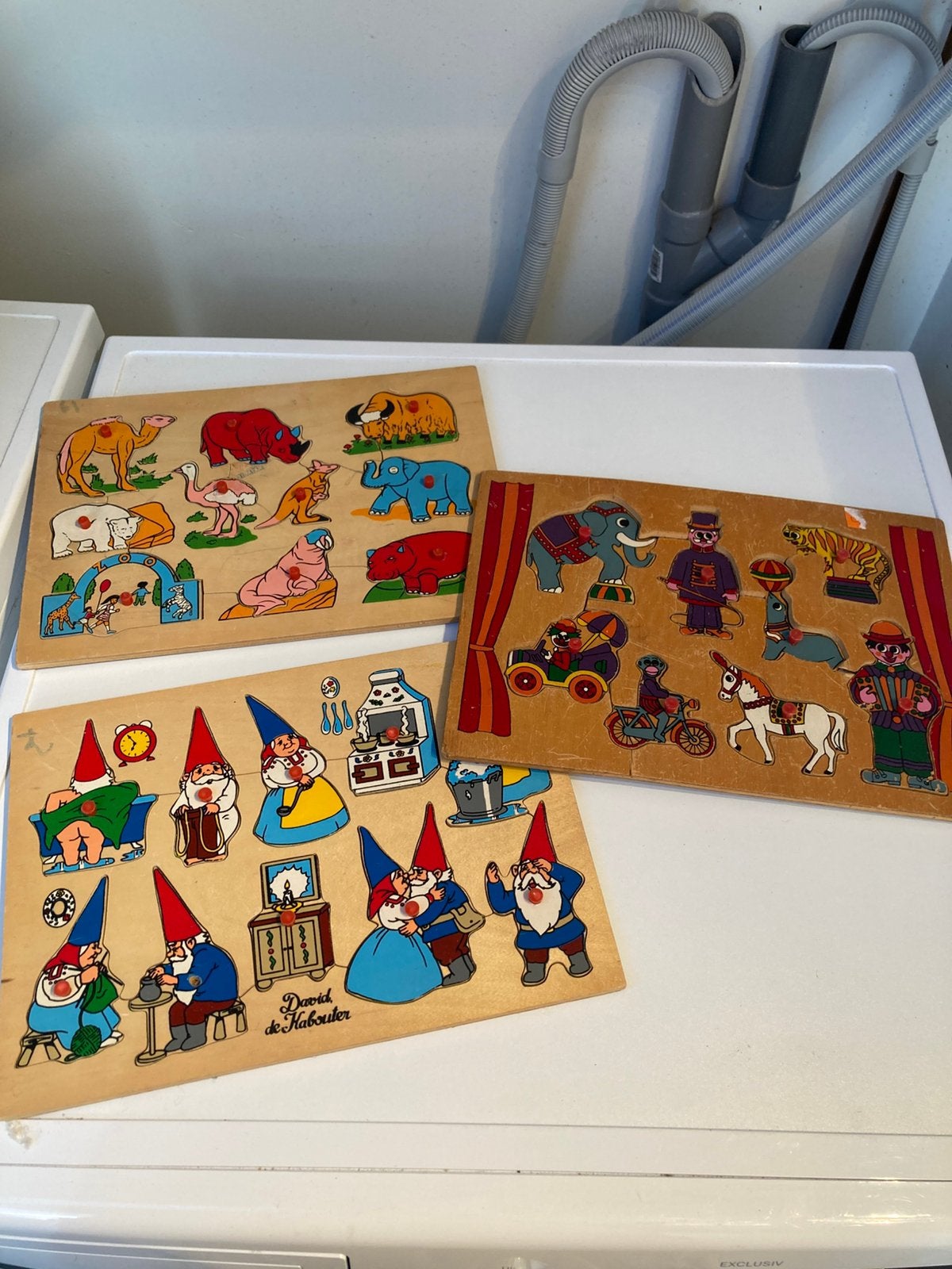 3 oude houten vintage puzzels, Ophalen of Verzenden, Gebruikt