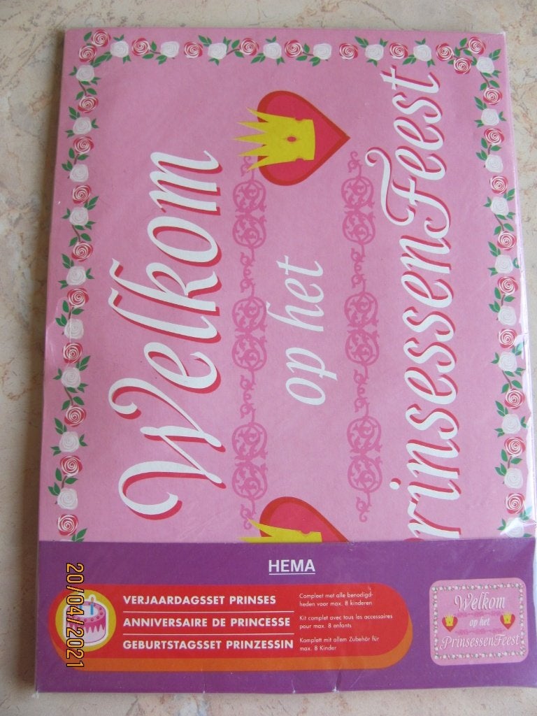 NIEUW in verpakking HEMA Prinses FEESTPAKKET 8 pers 29-delig, Ophalen of Verzenden, Nieuw, Versiering, Verjaardag