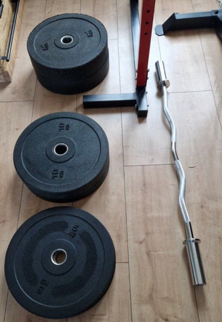 nieuw 2olympische halterstangen en 110kg halterschijven 50mm, Ophalen, Zo goed als nieuw, Halterstangen