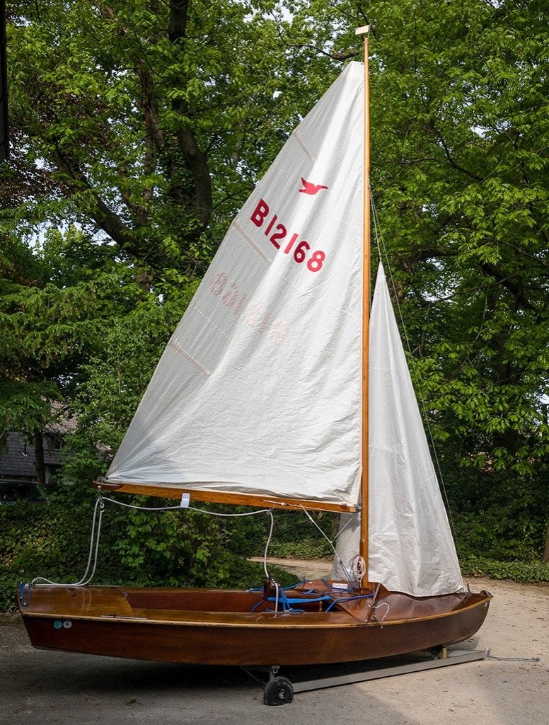 Klassieke Houten Snipe Zeilboot uit 1967 met Trolley, Watersport en Boten, Ophalen, Gebruikt, Minder dan 15 m², Overige typen