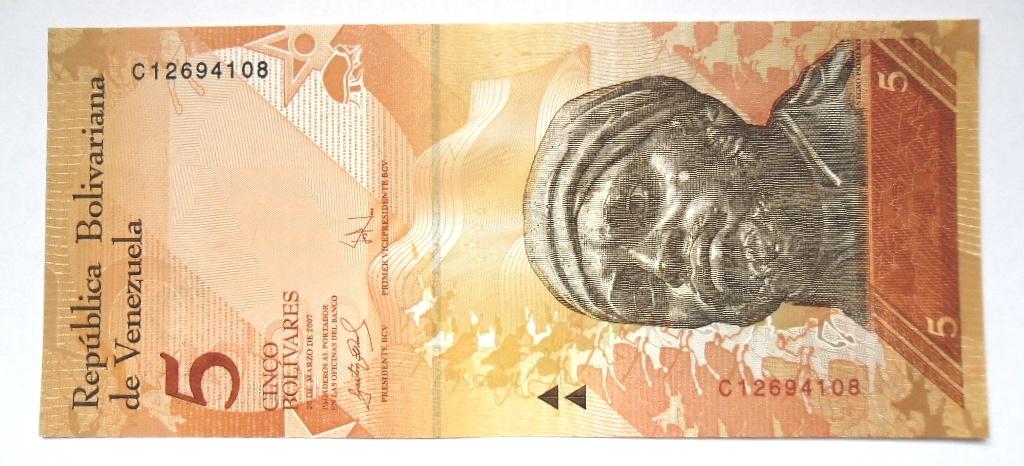 Venezuela UNC bankbiljet 5 Bolivares, Ophalen of Verzenden, Zuid-Amerika, Los biljet