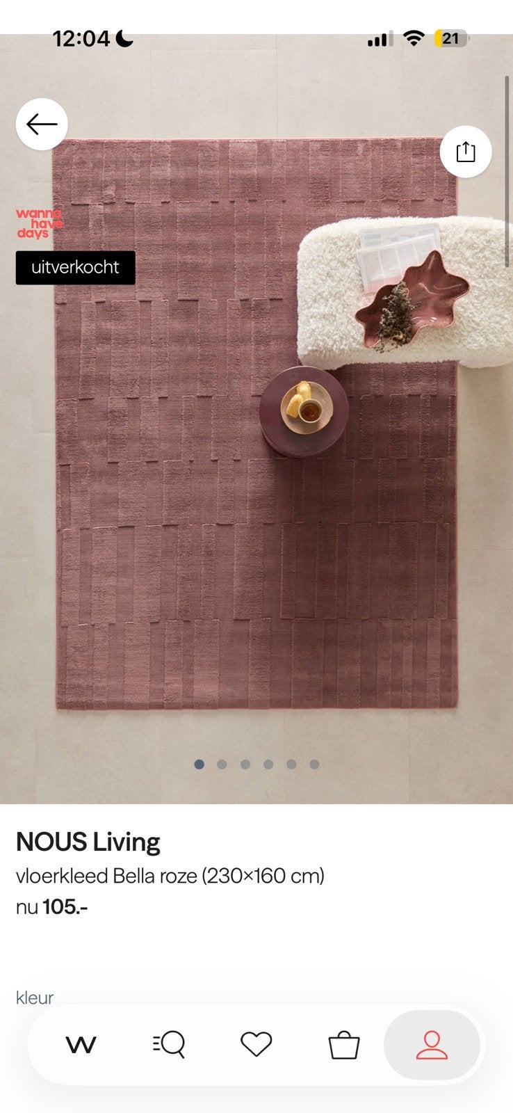 Foto 5 van NOUS Living vloerkleed roze - als nieuw!