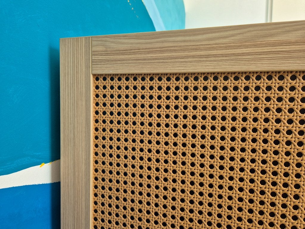 Stijlvolle ledikant met rotan details, Ophalen, Gebruikt, Ledikant