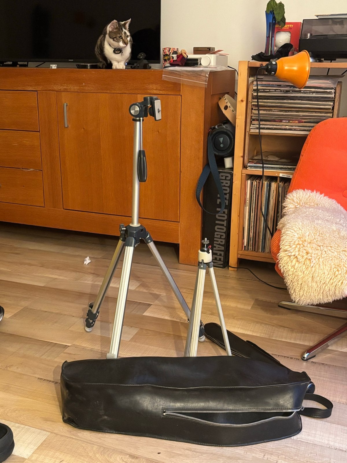 Vintage Viola Statief izgsmet draagtas en ministatief, Audio, Tv en Foto, 150 tot 175 cm, Inclusief draagtas, Gebruikt, Overige merken