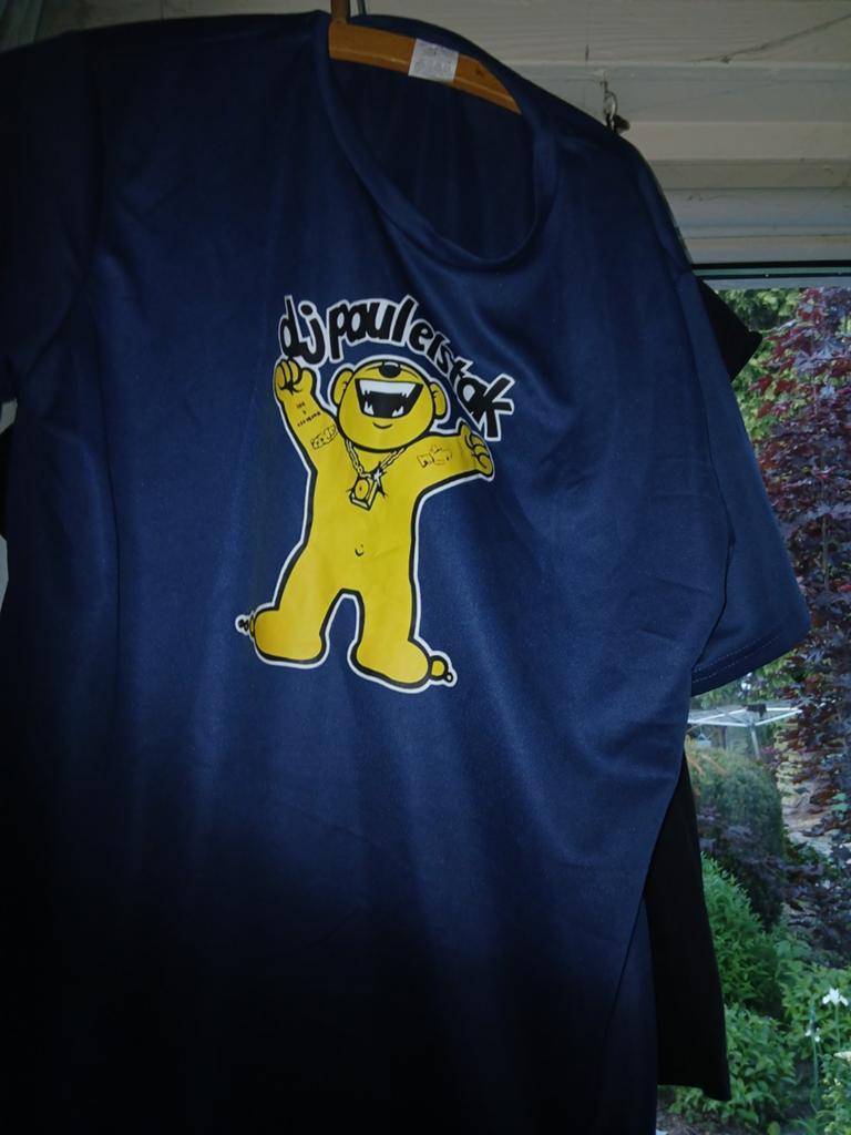 DJ Paul Elstak T-shirt Maat L, Maat 52/54 (L), Onbekend, Blauw, Ophalen of Verzenden