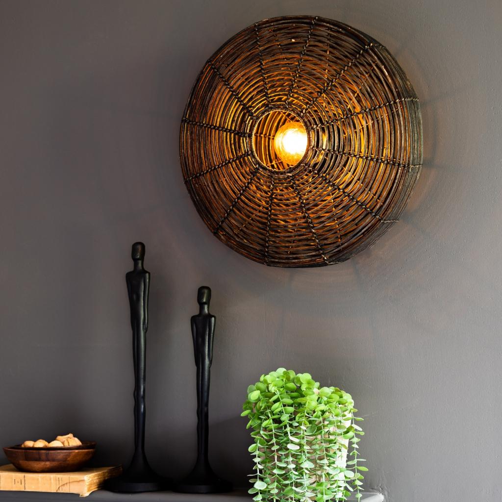Wandlamp Mataka rotan, Ophalen of Verzenden, Nieuw, Overige materialen, Plafondspot of Wandspot