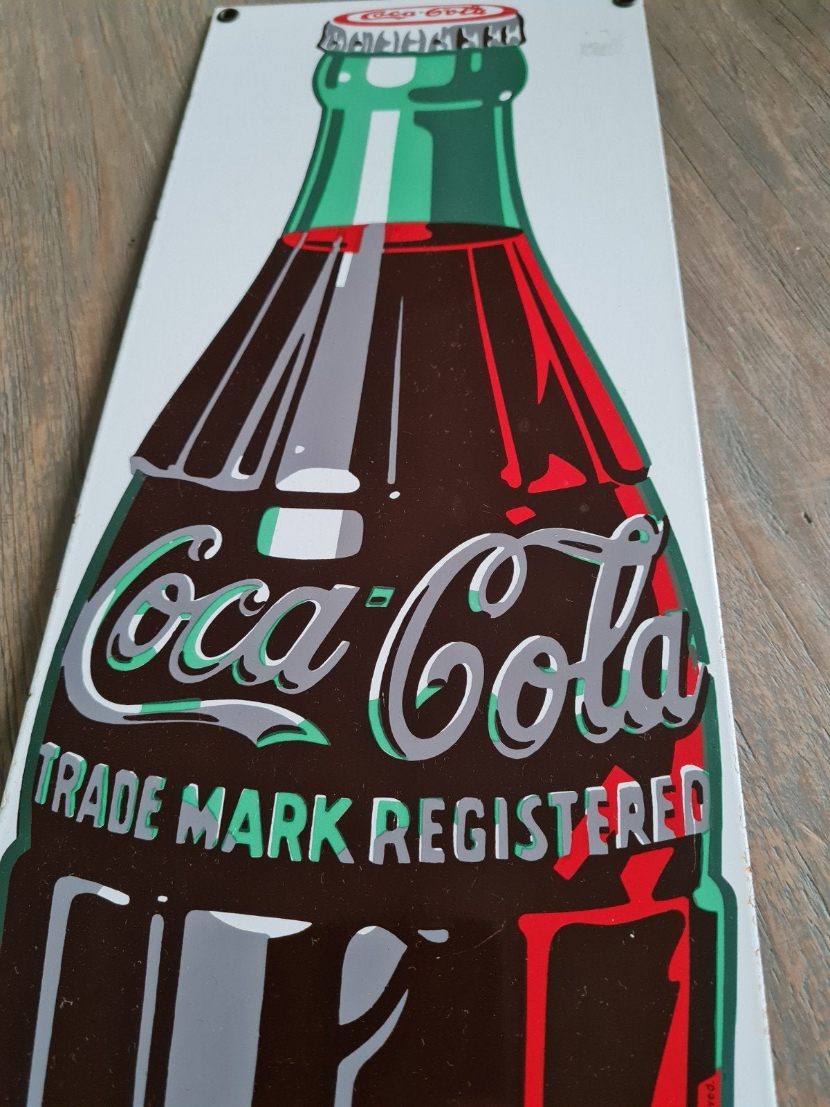 Coca cola emaille bord vrij nieuw, Verzamelen, Merken en Reclamevoorwerpen, Ophalen of Verzenden, Reclamebord