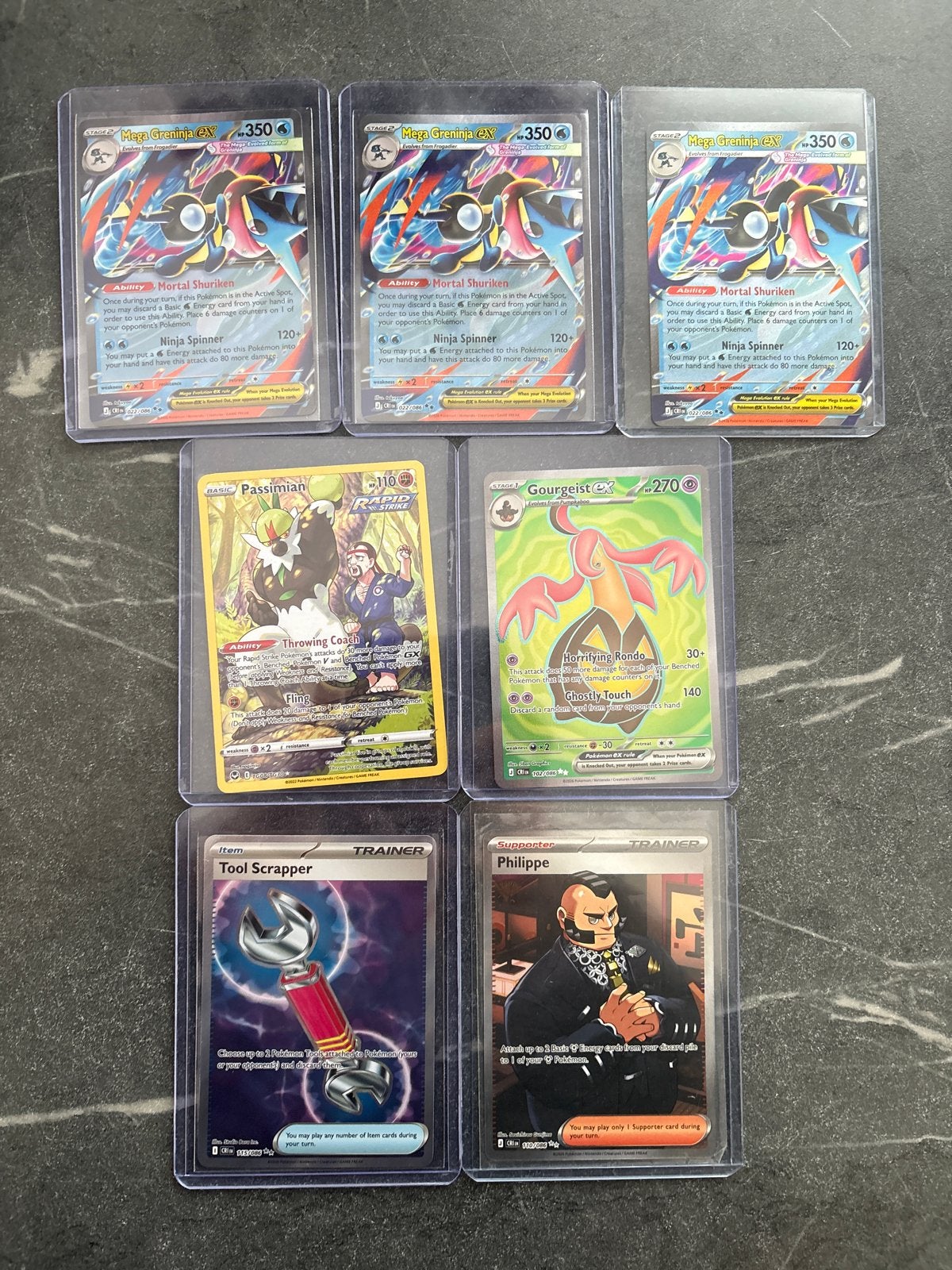 Pokémon Kaarten Collectie: Mega Greninja EX, Passimian, etc., Ophalen of Verzenden, Zo goed als nieuw, Meerdere kaarten