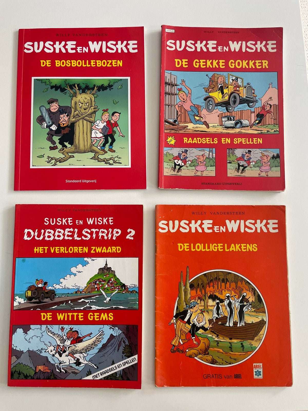 Suske en Wiske: 4 stripboeken, waaronder dubbelstrips, Boeken, Stripboeken, Gelezen, Meerdere stripboeken, Ophalen of Verzenden