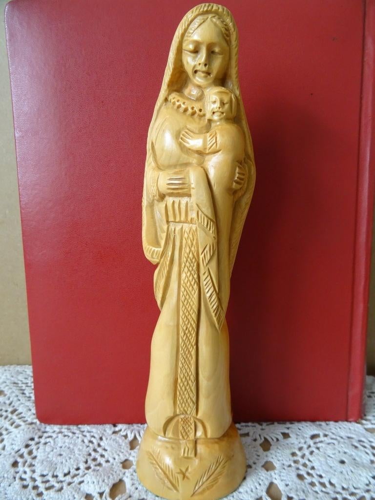 Houten Mariabeeld Mariabeeldje Israël 21cm volkskunst 1970