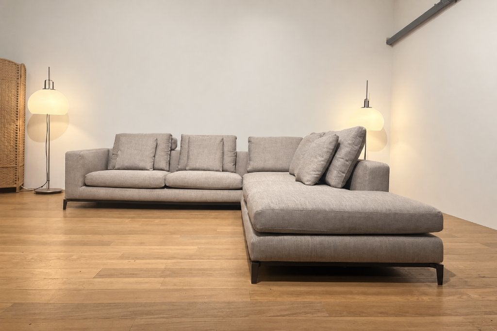 NIEUW GESTOFFEERD Minotti Andersen Hoekbank | NP €25.000, 250 tot 300 cm, Minotti, Hoekbank, Nieuw
