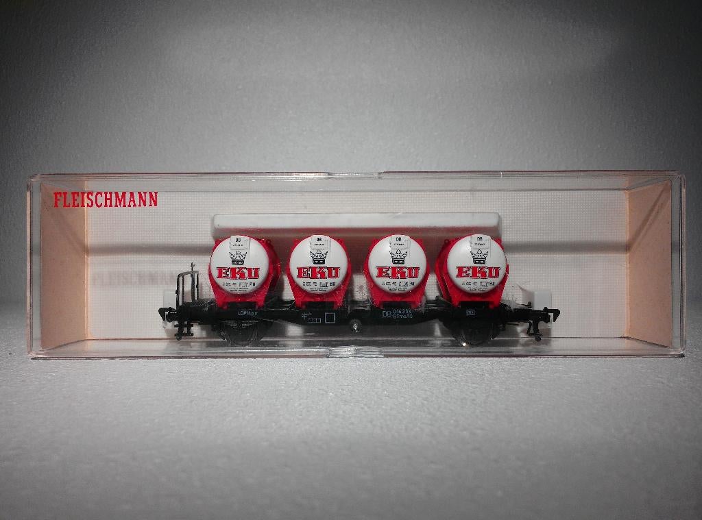 Fleischmann 5231 DB wagon met EKU containers, Gelijkstroom, Fleischmann, Wagon, Ophalen of Verzenden