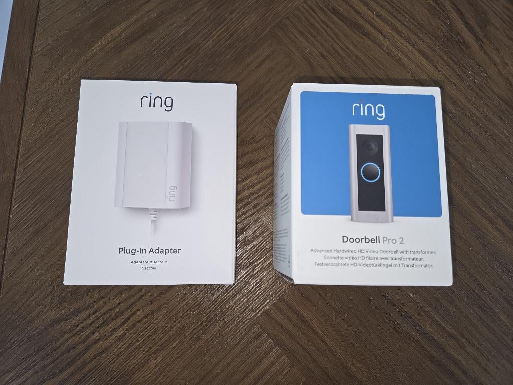 Ring Video Doorbell Pro 2 + plug in adapter, Ophalen of Verzenden, Bewegingsdetectiesensor, Gebruikt, Draadloos