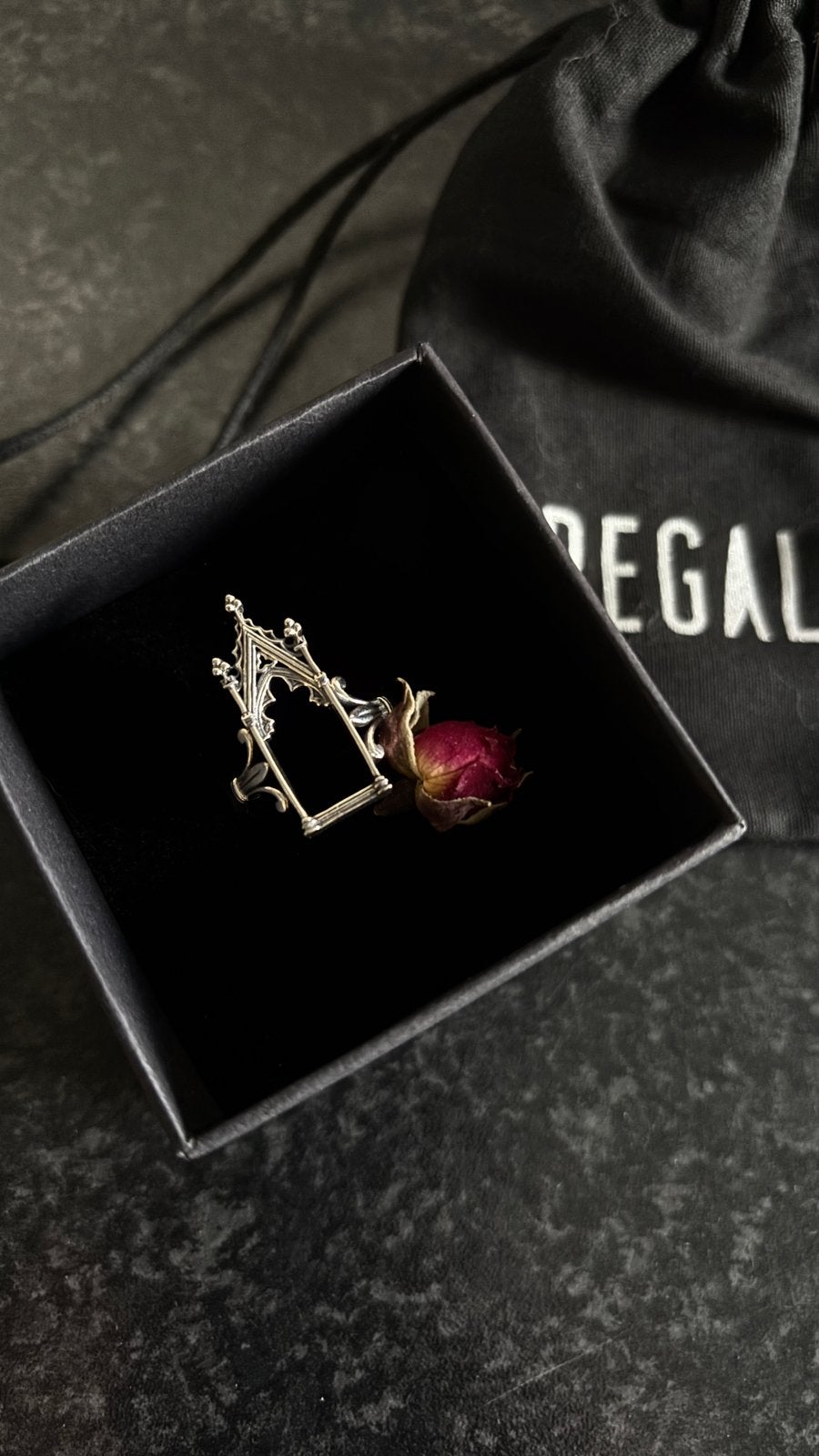 Regalrose - LENORE Gothic Arch Window Ring, Sieraden, Tassen en Uiterlijk, Ringen, Nieuw, Ophalen of Verzenden, Dame, Zilver