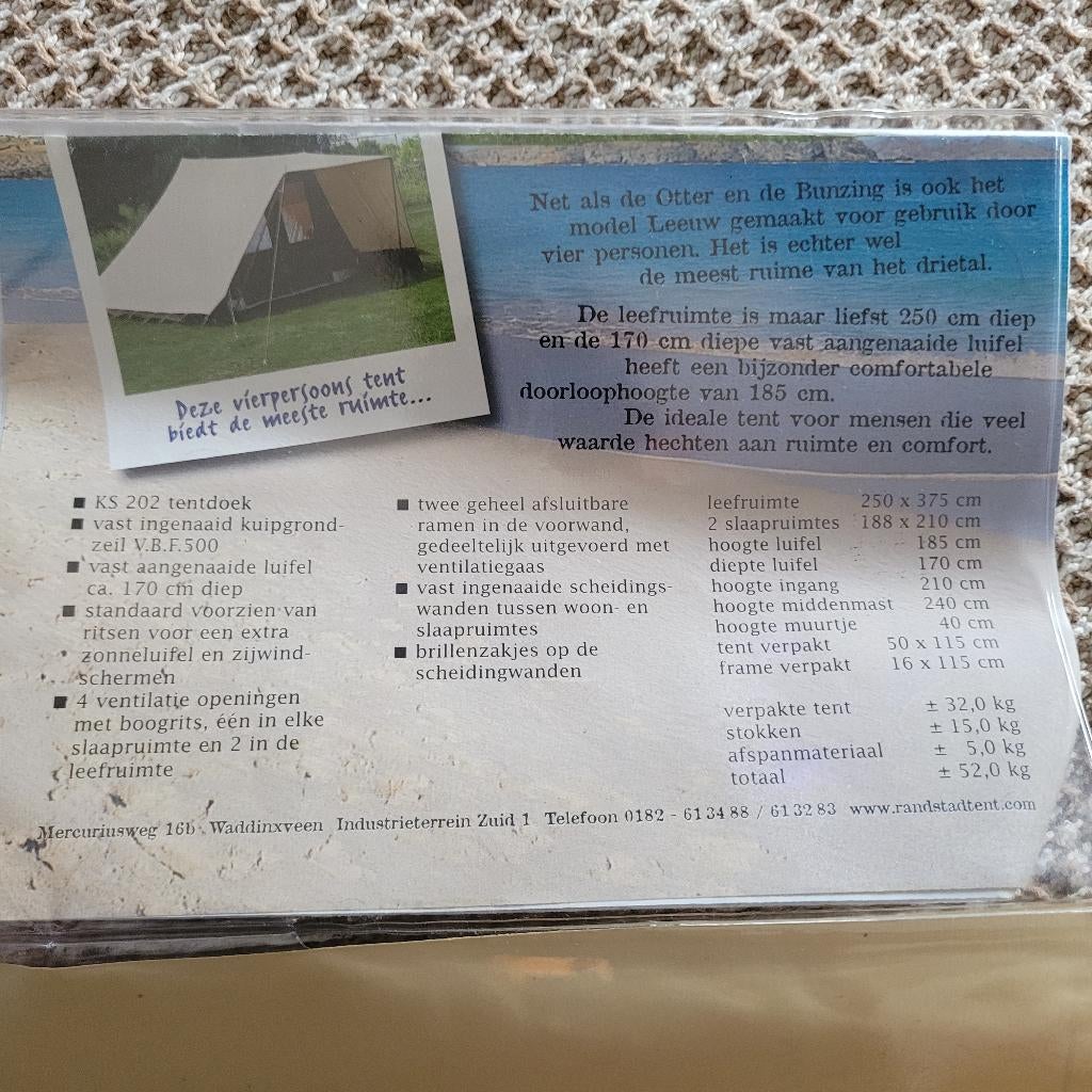 4 pers tent Randstad leeuw, Caravans en Kamperen, Tenten, Ophalen, Gebruikt, Tot en met 4