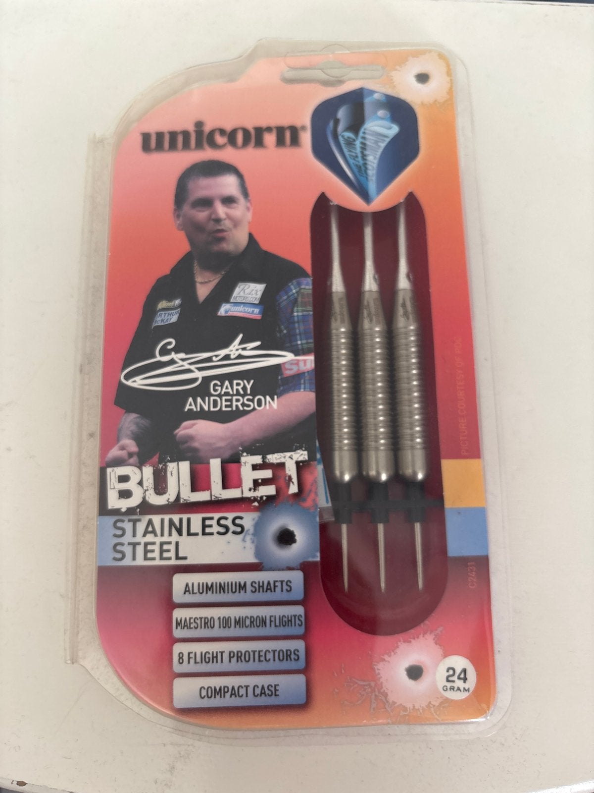 Nieuwe Unicorn Gary Anderson Bullet Darts Set - 24 gram, Ophalen of Verzenden, Nieuw, Pijlen
